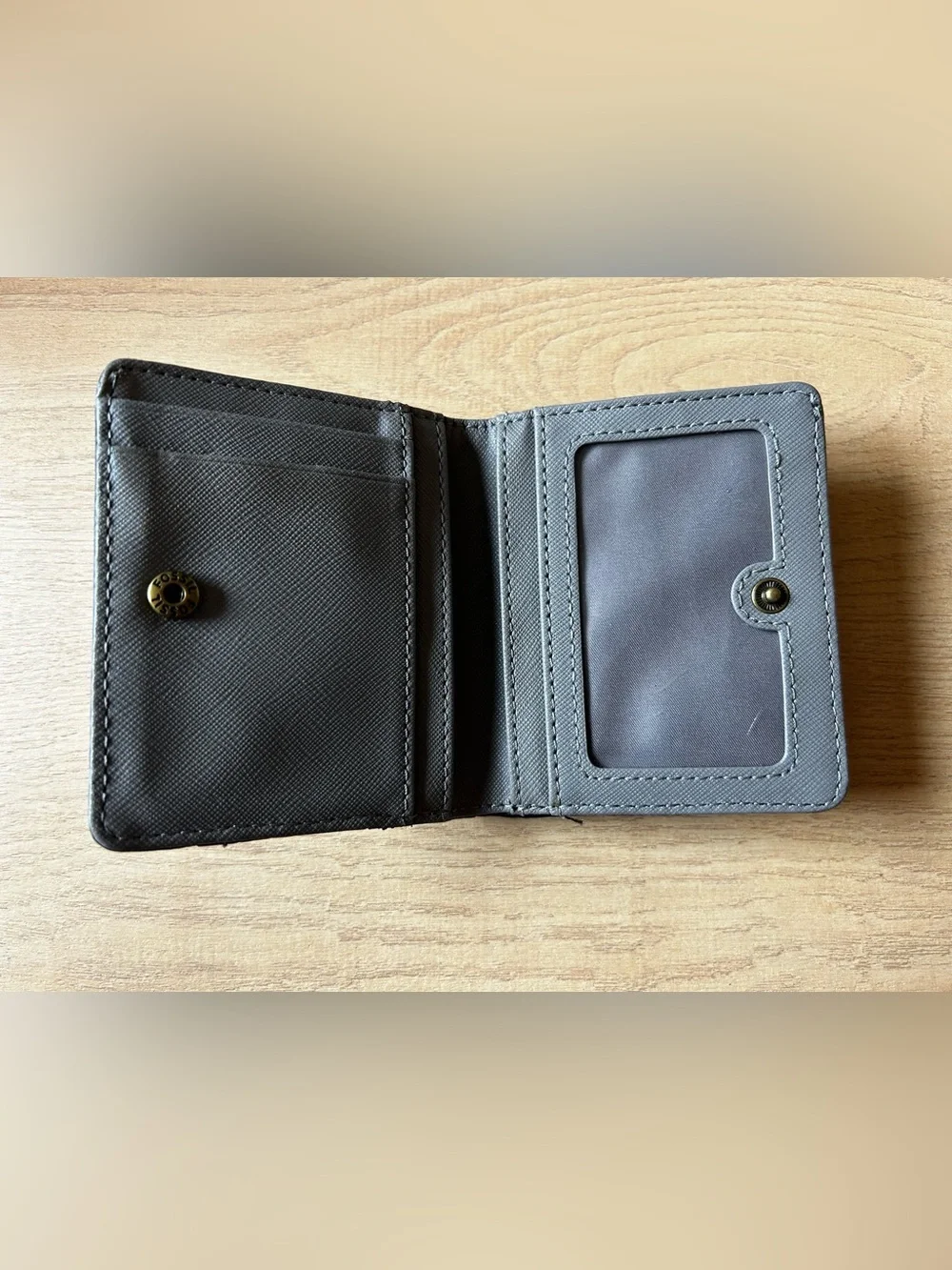 Fossil Black and Gray Leather Bifold Wallet we Brass Hardware